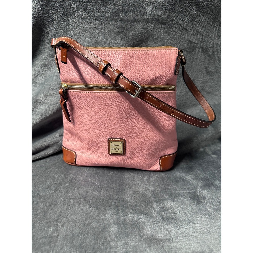 Dooney & Bourke Crossbody Bag Women Medium Pink Pebbled Leather Zip Pocket